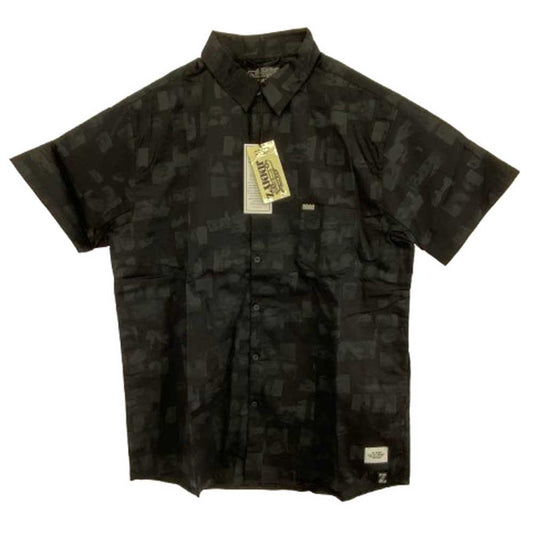 CRIMIE クライミー CR1-C2B1-SS02 × JIMMY’Z ジミーズ EYES SHIRT 総柄 半袖シャツ ブラック系 XXL【新古品】【未使用】【中古】