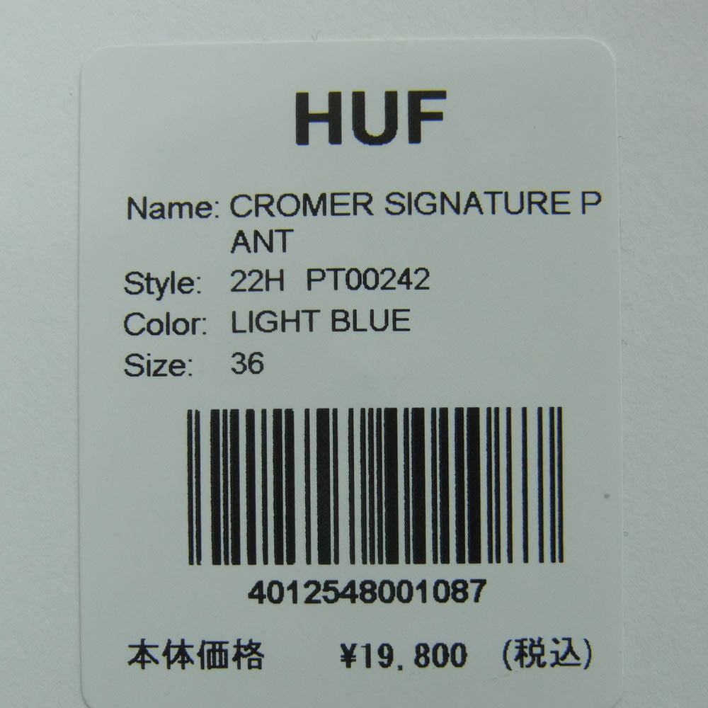HUF ハフ 22H PT00242 CROMER SIGNATURE PANT バギー デニム パンツ 中国製 インディゴブルー系 36【中古】