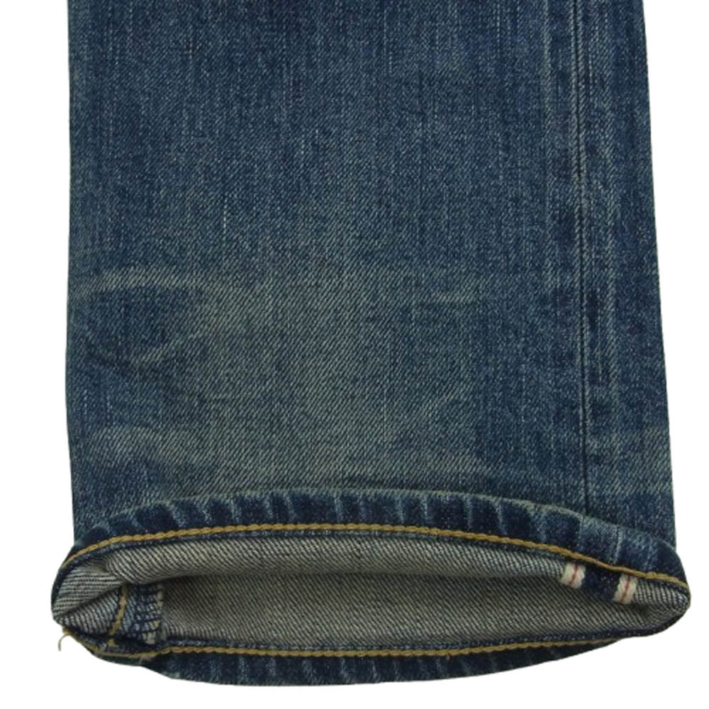 CRIMIE クライミー BORN FREE GARAGE USED SELVEDGE STRETCH DENIM PANTS ペイント ダメージ加工 セルビッチ ストレッチ デニム パンツ インディゴブルー系 XL【中古】