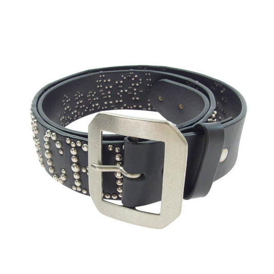 CRIMIE クライミー CXMT-BL01 × METAL JACKET メタルジャケット GLGB TSUDS BELT ステアハイド スタッズ レザーベルト ブラック系 36【美品】【中古】