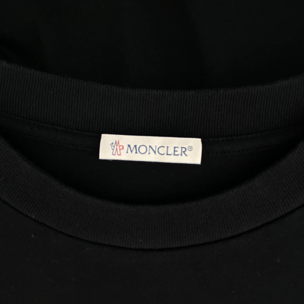 MONCLER モンクレール 23SS I10938C00014 MAGLIA MANICHE CORTE ロゴ 刺繍 半袖 Tシャツ ブラック系 S【美品】【中古】