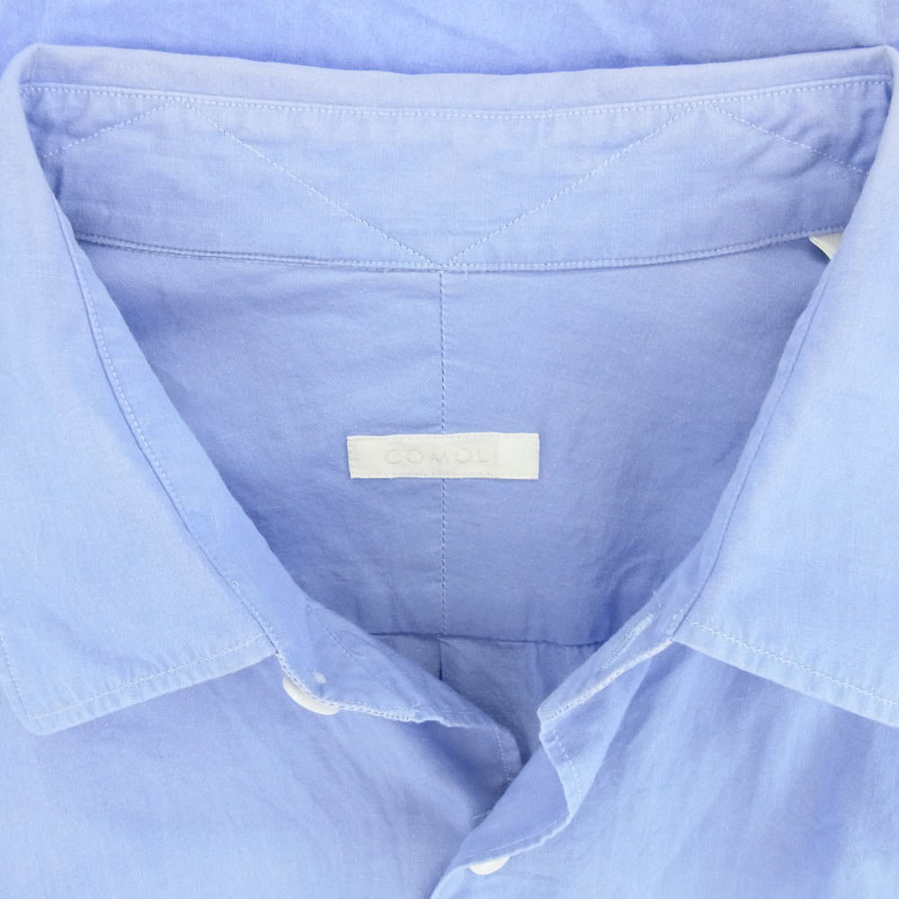 COMOLI コモリ 20SS R01-02001 コモリシャツ コットン サックスブルー レギュラーカラー 長袖 シャツ ライトブルー系 2【中古】