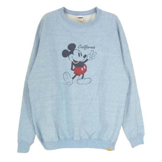 STANDARD CALIFORNIA スタンダードカリフォルニア 23AW sd23AW-MickeySWT-BLUE DISNEY 88/12 CALIFORNIA CREW SWEAT ディズニー ミッキーマウス クルーネック スウェット ライトブルー系 L【中古】