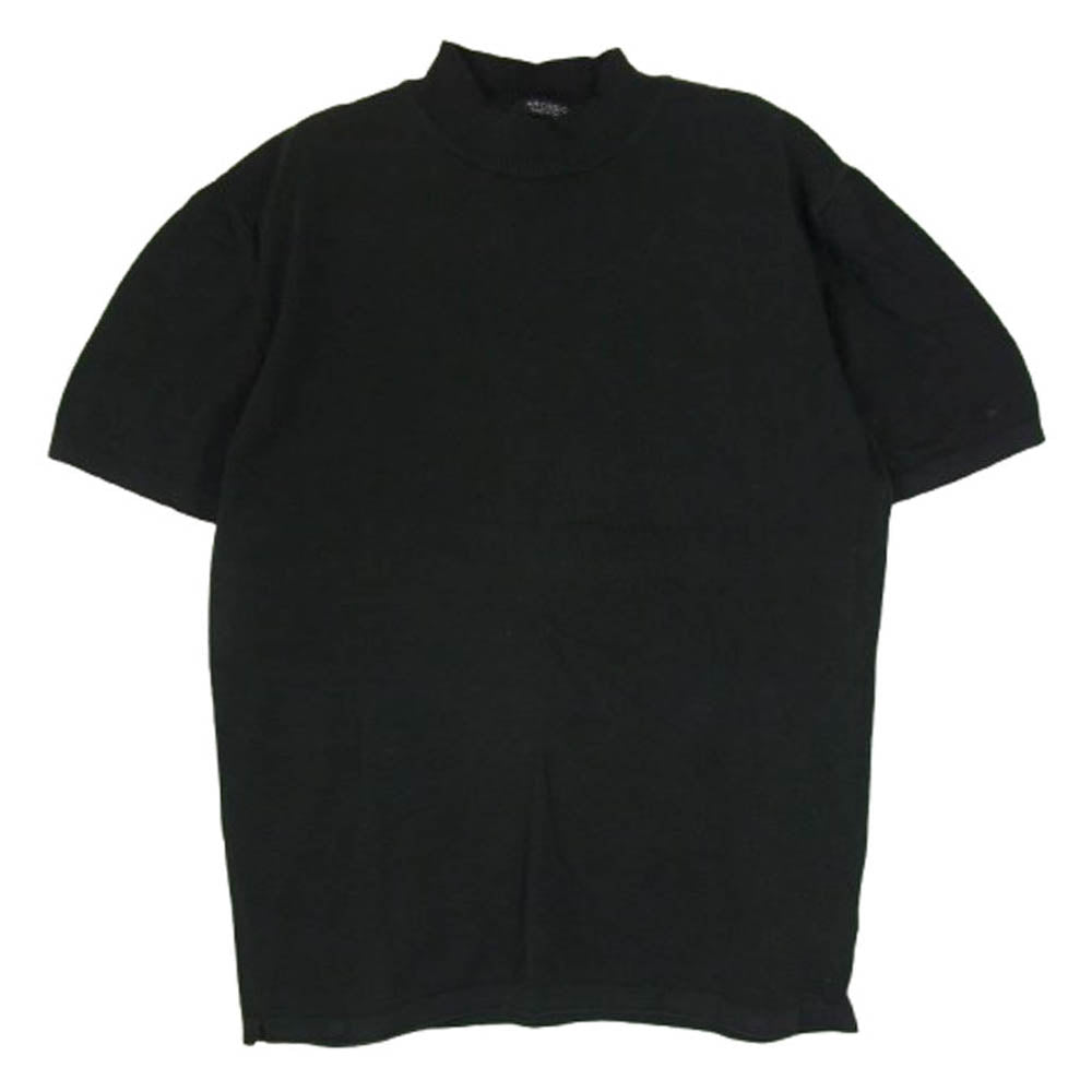 アルコディオ イタリア製 モックネック コットン 半袖ニット トップ Tシャツ ブラック系 L【中古】