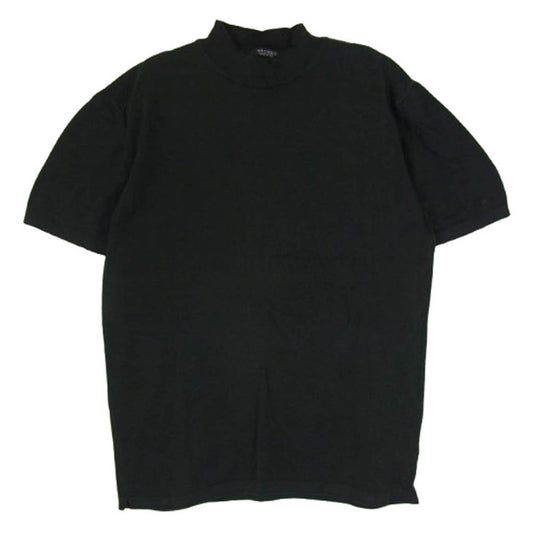 アルコディオ イタリア製 モックネック コットン 半袖ニット トップ Tシャツ ブラック系 L【中古】