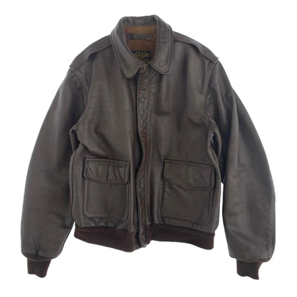 ミリタリー INSIGNIA LEATHER インシグニアレザー社製 A-2 レザー フライトジャケット ブラウン系 40【中古】