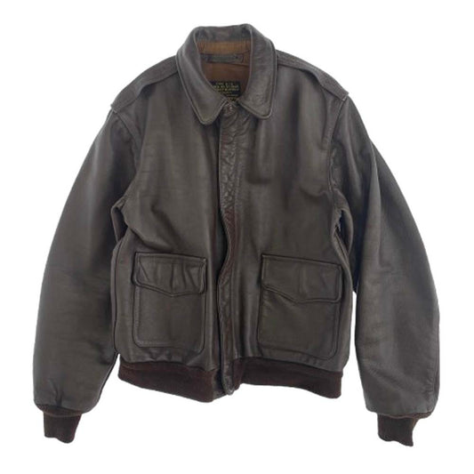 ミリタリー INSIGNIA LEATHER インシグニアレザー社製 A-2 レザー フライトジャケット ブラウン系 40【中古】