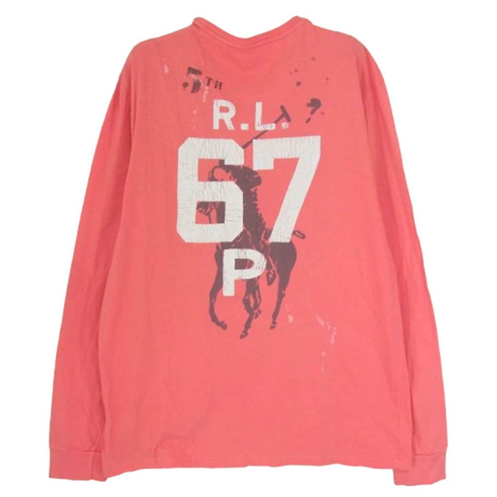 RALPH LAUREN ラルフローレン 5th RX バックプリント ロゴ ロング スリーブ カットソー ピンク系 M【中古】