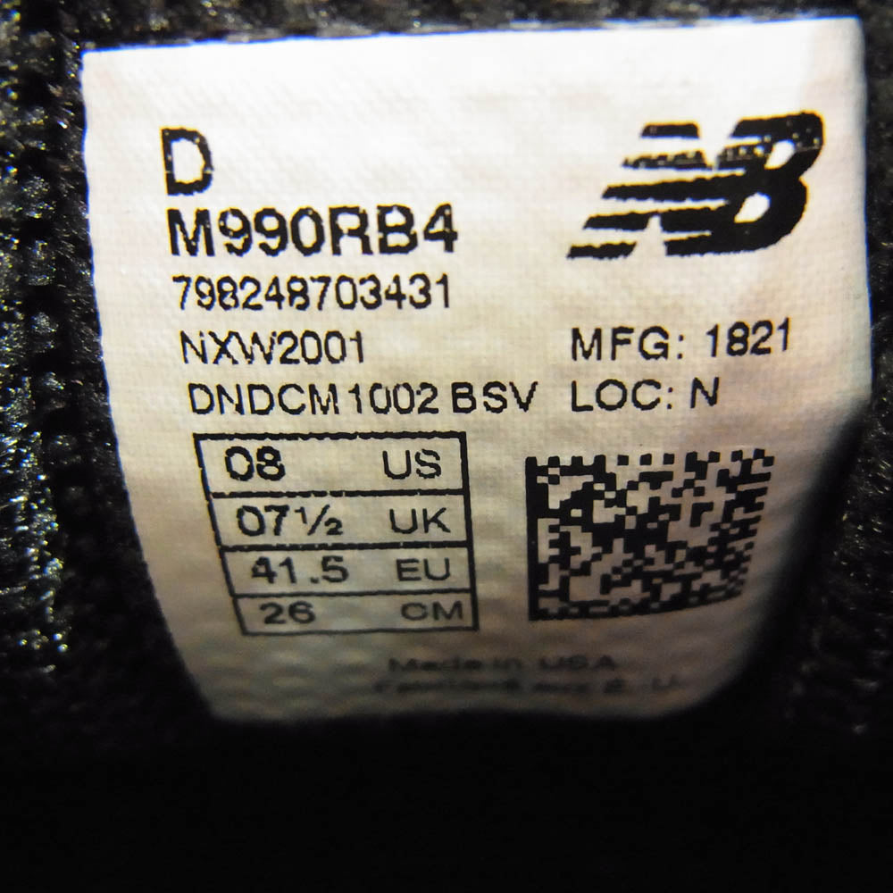 NEW BALANCE ニューバランス M990RB4 USA製 V4 マーキュリーレッド スニーカー レッド系 26cm【中古】