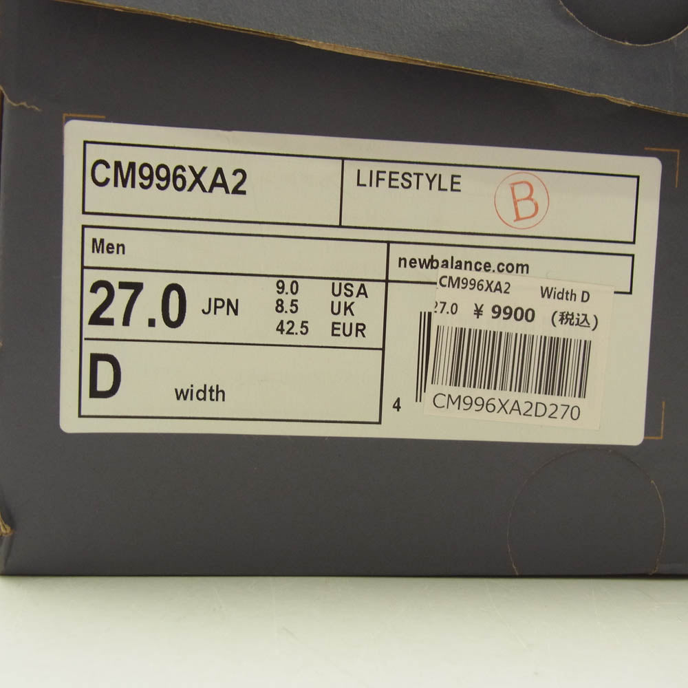 NEW BALANCE ニューバランス CM996XA2 GORE-TEX ゴアテックス ローカット スニーカー グレー系 27cm【中古】