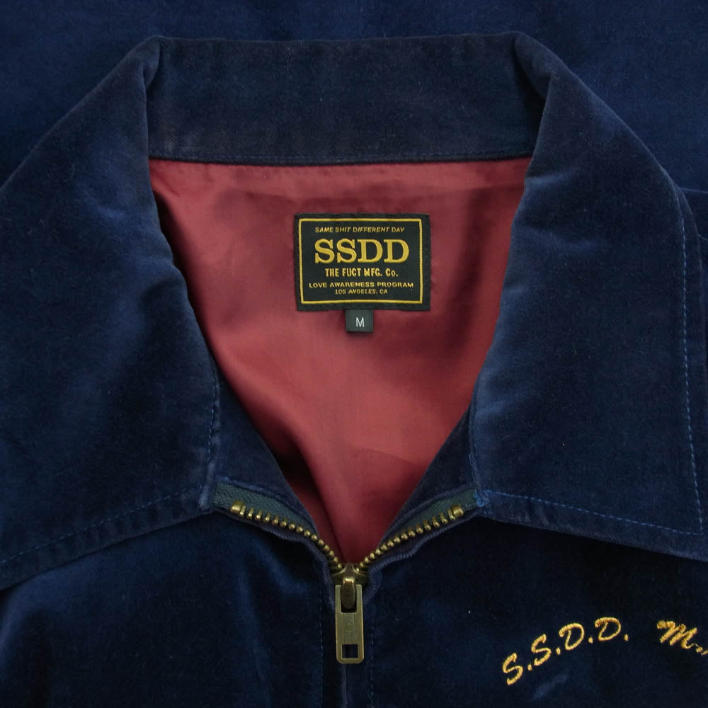 fuct ファクト SSDD ベロア刺繍 ジップアップジャケット ネイビー系 M【中古】