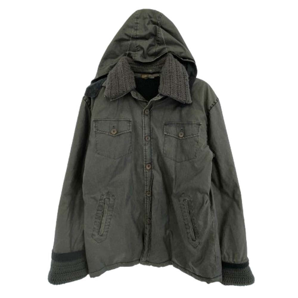 クラス ロベルト カヴァリ ニット切替 フード付き ジャケット グレー系 48【中古】