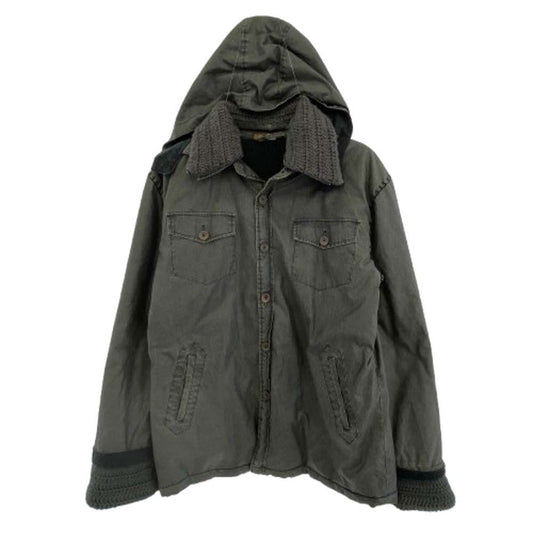 クラス ロベルト カヴァリ ニット切替 フード付き ジャケット グレー系 48【中古】
