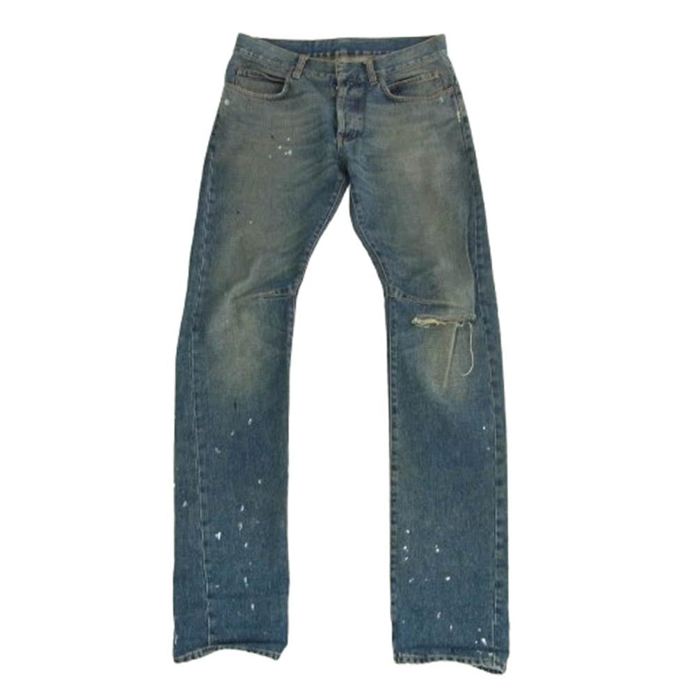 BALMAIN バルマン T505-B430P ダメージ ペイント デニムパンツ ブルー系 31【中古】