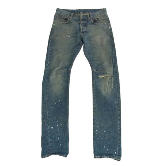 BALMAIN バルマン T505-B430P ダメージ ペイント デニムパンツ ブルー系 31【中古】