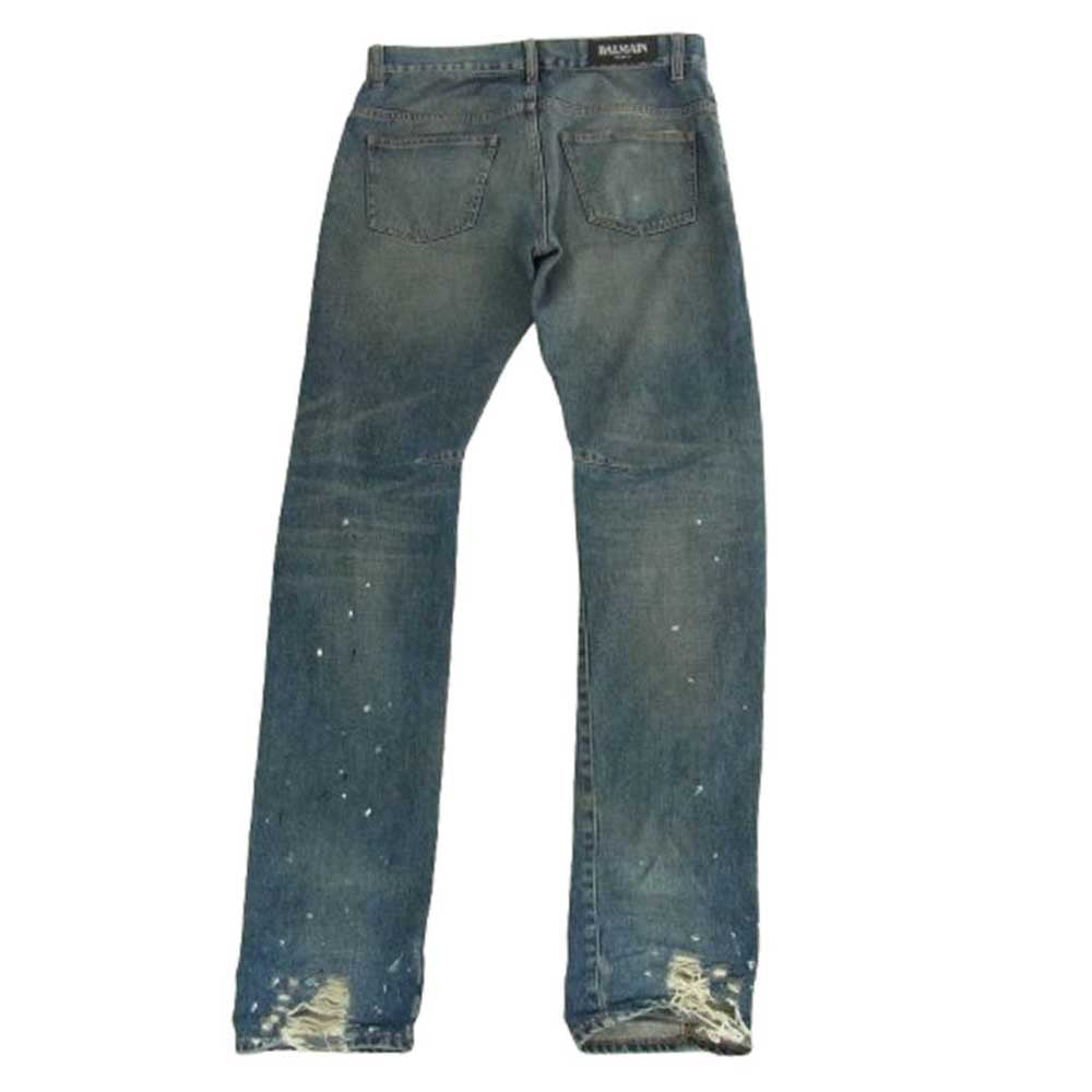 BALMAIN バルマン T505-B430P ダメージ ペイント デニムパンツ ブルー系 31【中古】