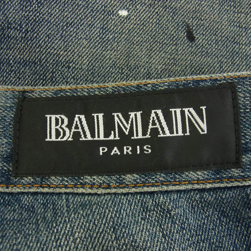 BALMAIN バルマン T505-B430P ダメージ ペイント デニムパンツ ブルー系 31【中古】