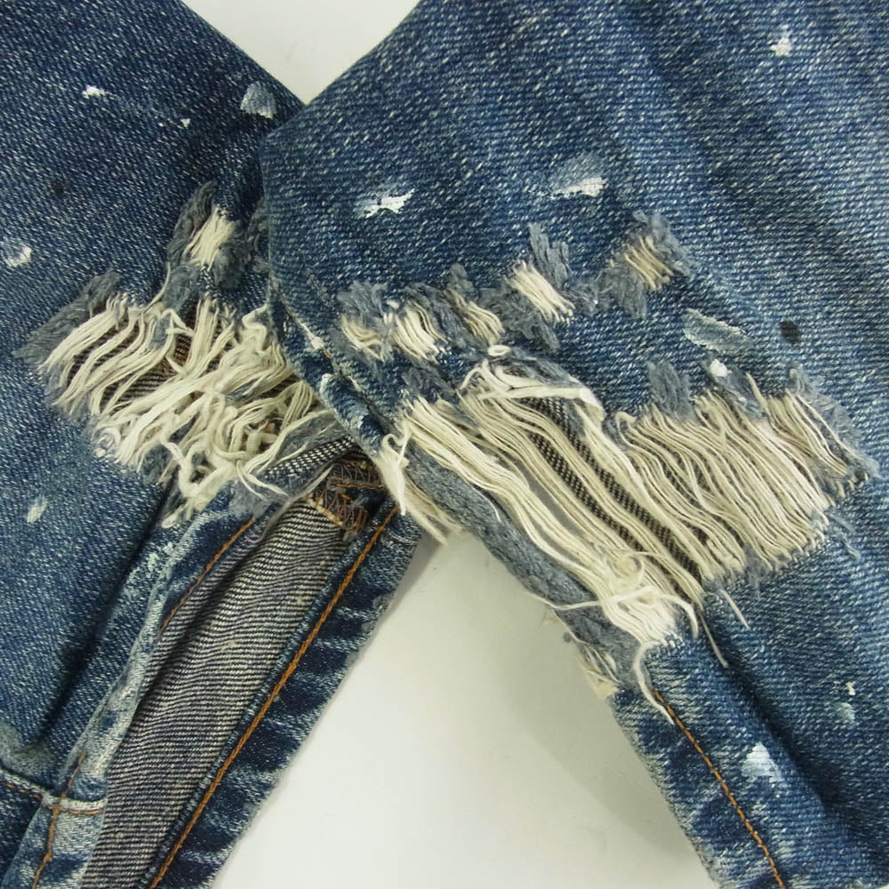 BALMAIN バルマン T505-B430P ダメージ ペイント デニムパンツ ブルー系 31【中古】