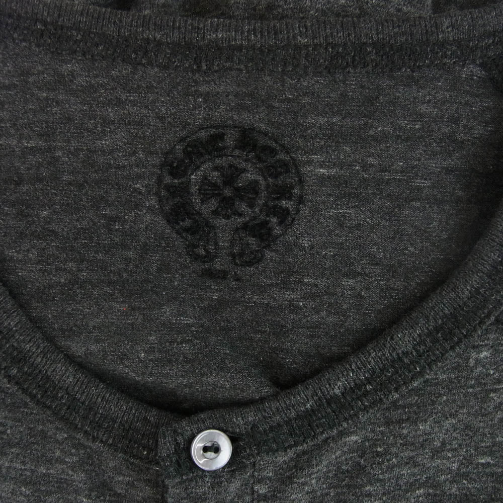 CHROME HEARTS クロムハーツ（原本無） ヘンリーネック スクロールラベル プリント 七分袖 カットソー グレー系 L【中古】