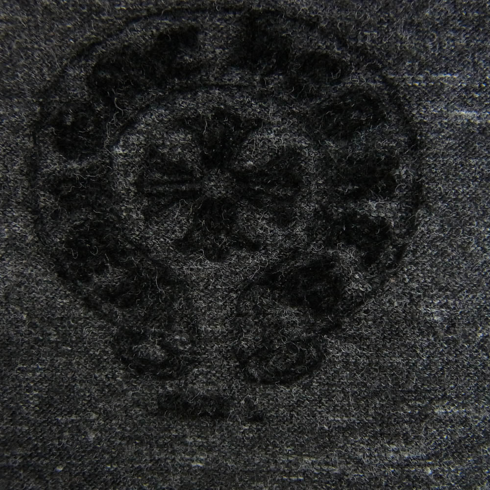 CHROME HEARTS クロムハーツ（原本無） ヘンリーネック スクロールラベル プリント 七分袖 カットソー グレー系 L【中古】