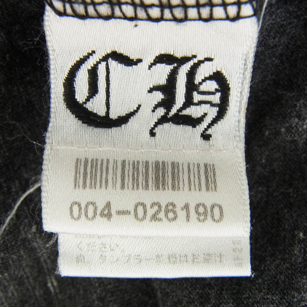CHROME HEARTS クロムハーツ（原本無） ヘンリーネック スクロールラベル プリント 七分袖 カットソー グレー系 L【中古】