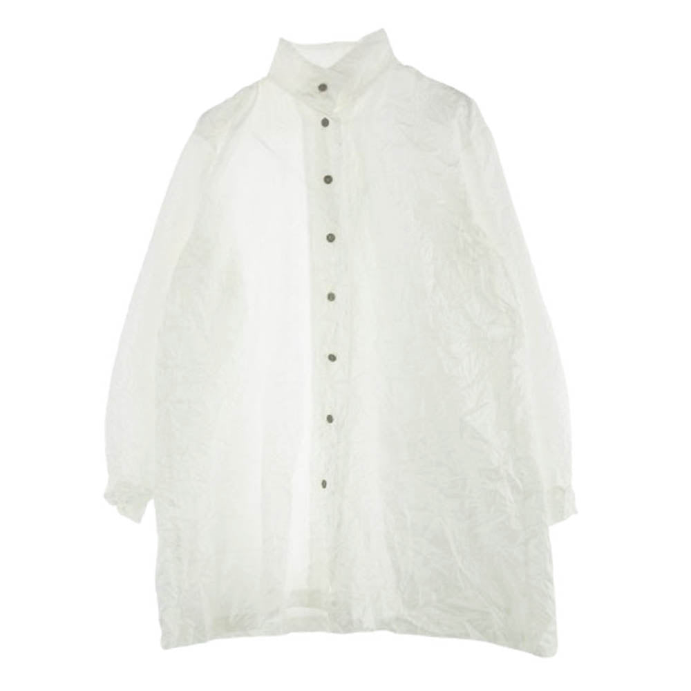 ISSEY MIYAKE イッセイミヤケ プリーツ シワ スタンドカラー 長袖 シャツ ホワイト系 M【中古】