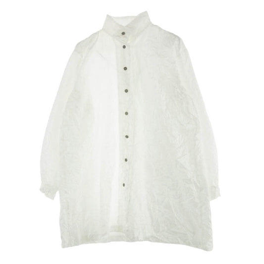 ISSEY MIYAKE イッセイミヤケ プリーツ シワ スタンドカラー 長袖 シャツ ホワイト系 M【中古】