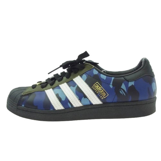 A BATHING APE アベイシングエイプ GZ8982 × ADIDAS アディダス SUPERSTAR 80s カモフラージュ ローカットスニーカー マルチカラー系 27.5cm【中古】