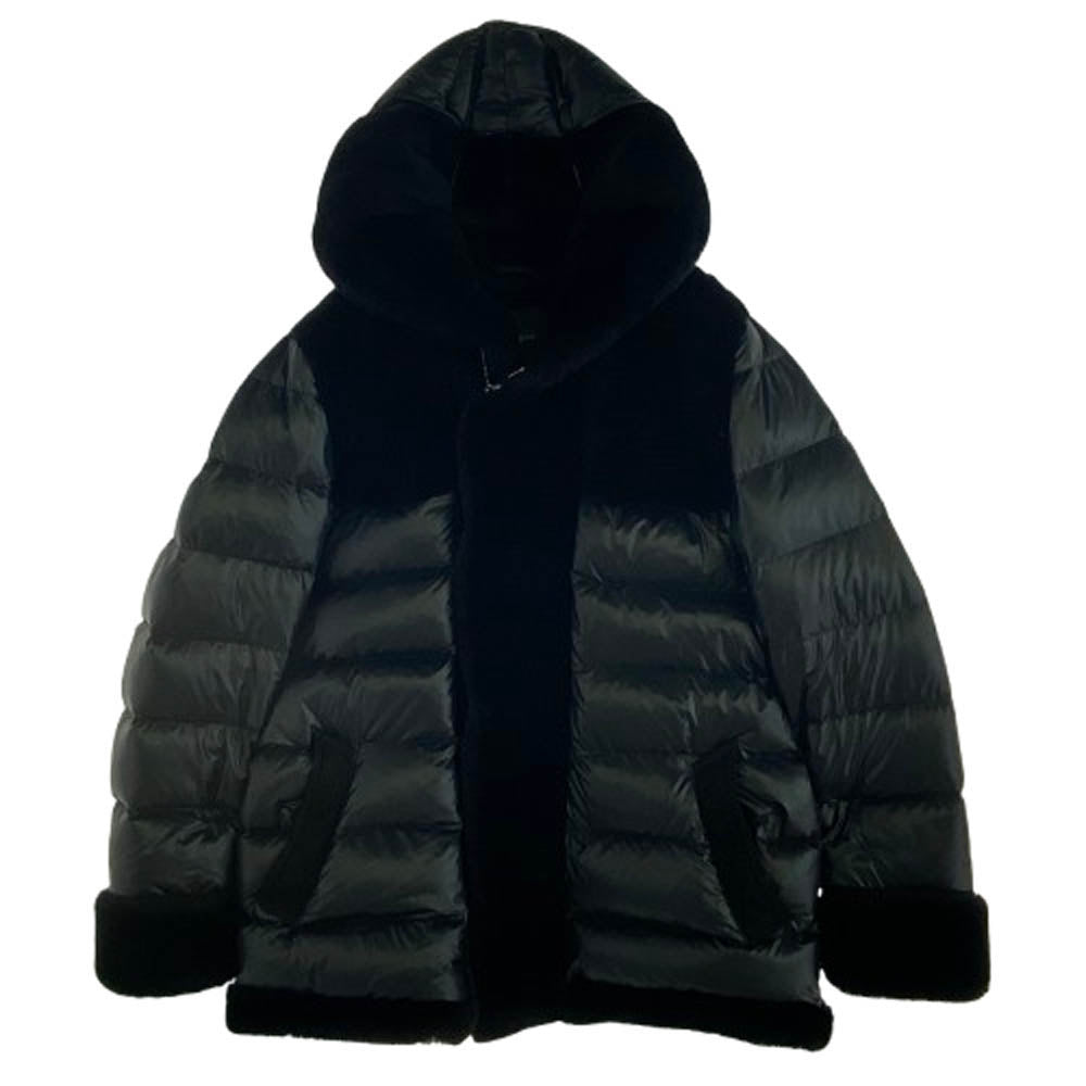 1piu1uguale3 ウノピュウノウグァーレトレ MRC042 × EMMETI エンメティ WRAP HOODED COAT フーデッド ダウン ジャケット ブラック系 M【中古】