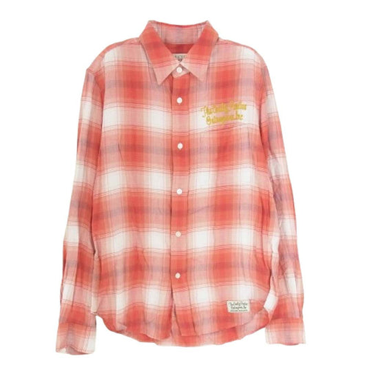 WACKO MARIA ワコマリア 10SS 10SS-SHI-13 胸ロゴステッチ チェック柄 レーヨン 長袖 シャツ レッド系 M【中古】