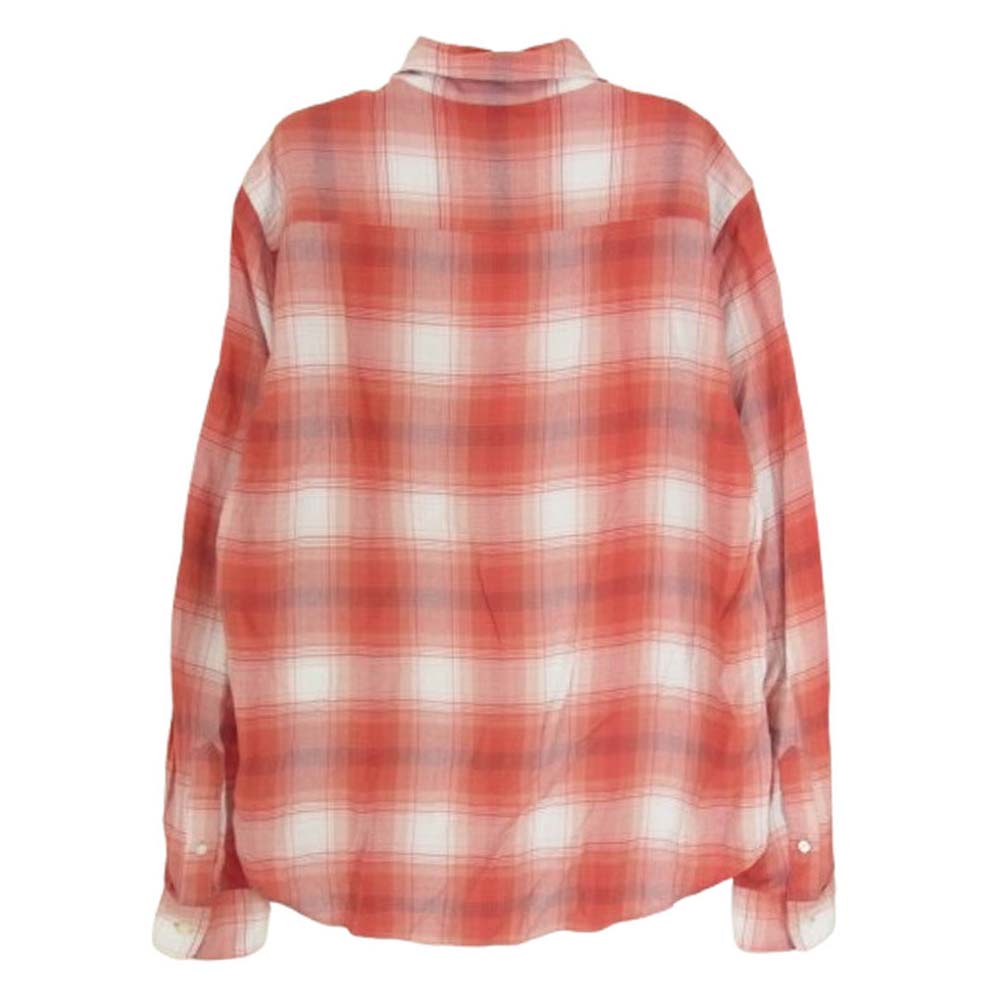 WACKO MARIA ワコマリア 10SS 10SS-SHI-13 胸ロゴステッチ チェック柄 レーヨン 長袖 シャツ レッド系 M【中古】