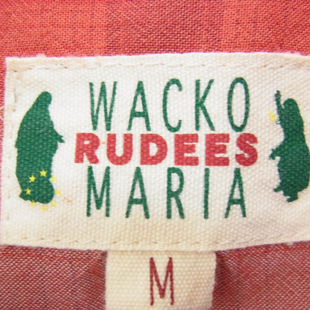 WACKO MARIA ワコマリア 10SS 10SS-SHI-13 胸ロゴステッチ チェック柄 レーヨン 長袖 シャツ レッド系 M【中古】