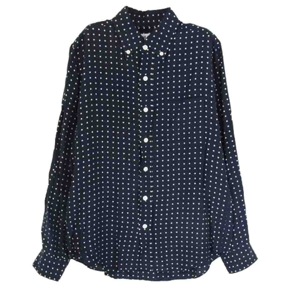 WACKO MARIA ワコマリア 13AW 13AW-DOTS-02 DOTS HAWAIIAN SHIRT シルク混 ドット柄 ボタンダウン 長袖 シャツ ネイビー系 S【中古】
