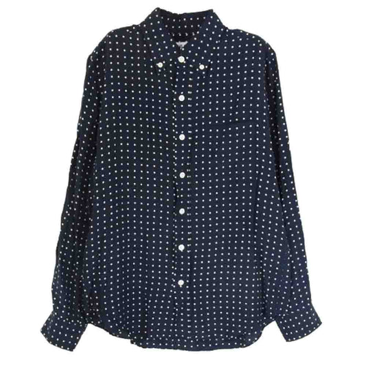 WACKO MARIA ワコマリア 13AW 13AW-DOTS-02 DOTS HAWAIIAN SHIRT シルク混 ドット柄 ボタンダウン 長袖 シャツ ネイビー系 S【中古】