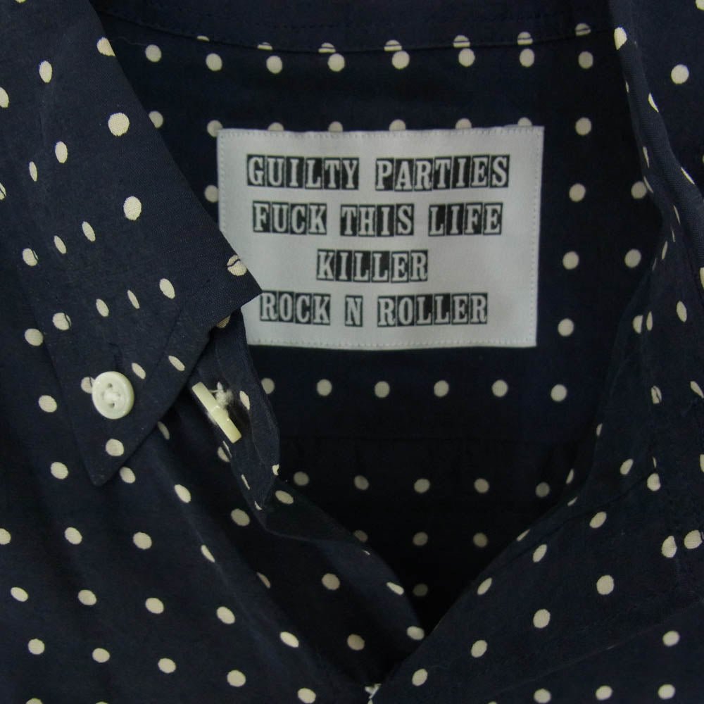 WACKO MARIA ワコマリア 13AW 13AW-DOTS-02 DOTS HAWAIIAN SHIRT シルク混 ドット柄 ボタンダウン 長袖 シャツ ネイビー系 S【中古】
