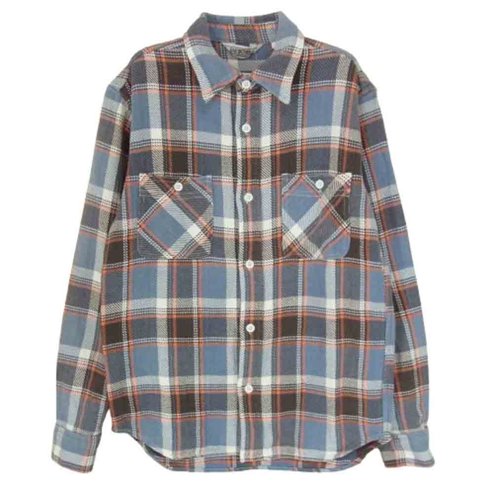 FIVE BROTHER ファイブブラザー チェック 長袖 ネル シャツ ブルー系 M【中古】