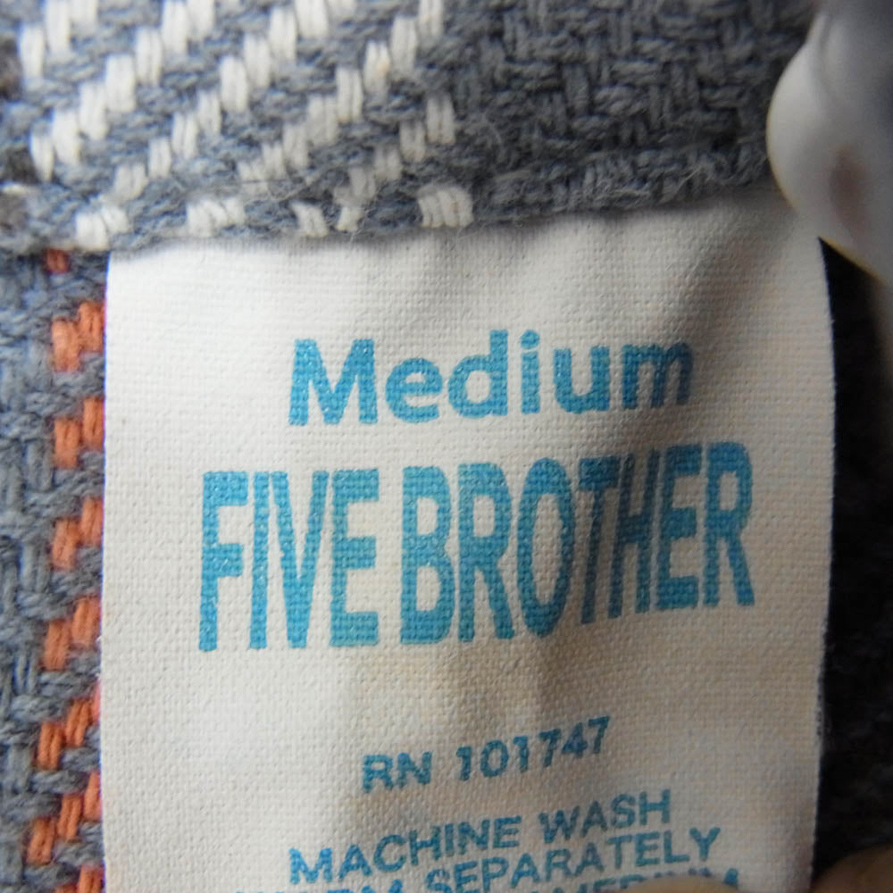 FIVE BROTHER ファイブブラザー チェック 長袖 ネル シャツ ブルー系 M【中古】