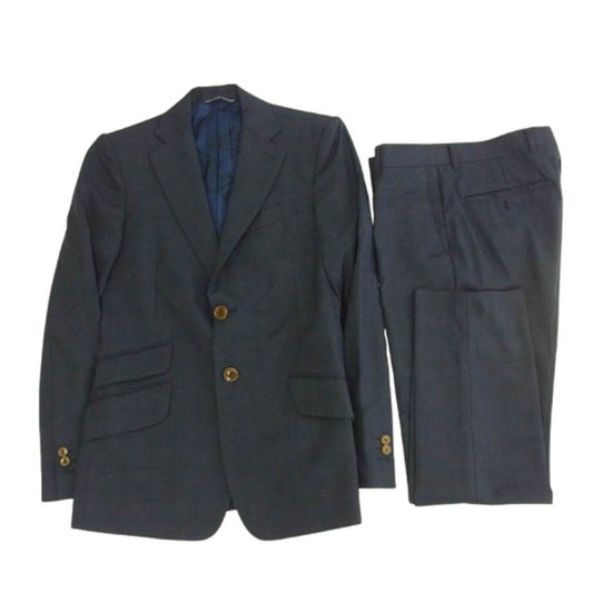 Vivienne WestwoodMAN ヴィヴィアンウエストウッドマン VW-MH-83196 VW-MH-83197 セットアップ スーツ チェック柄 2B テーラード ジャケット スラックス ネイビー系 44【中古】