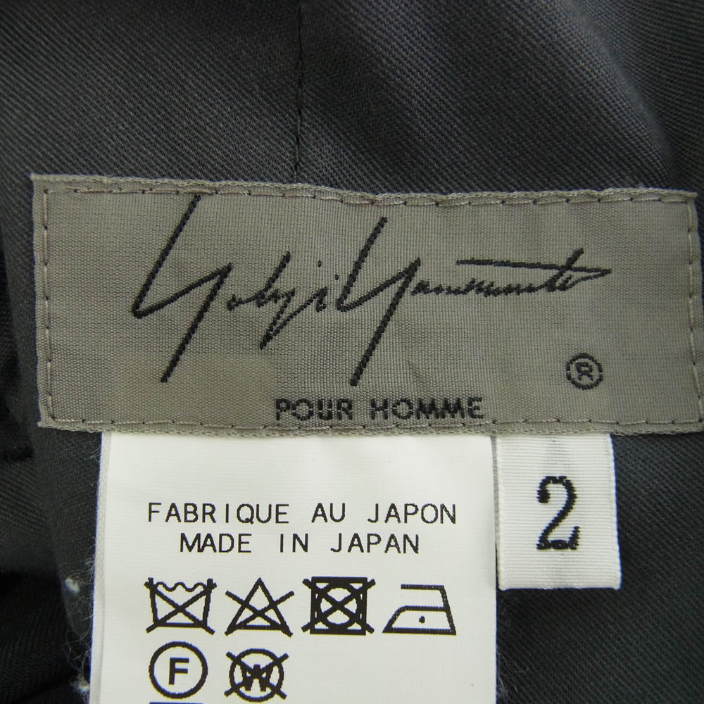 Yohji Yamamoto POUR HOMME ヨウジヤマモトプールオム 18AW HV-P42-507 シワギャバ ムラ染め ウールギャバ ダブルアジャスター オーバー パンツ ダークグレー系 2【中古】