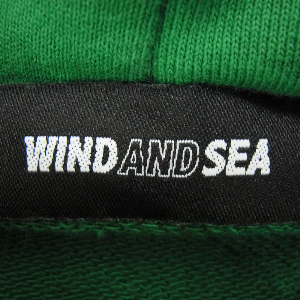 WIND AND SEA ウィンダンシー 21AW WDS-HUF-08 × HUF Hoodie ハフ ロゴ刺繍 サークル プルオーバー スウェット パーカー グリーン系 M【中古】