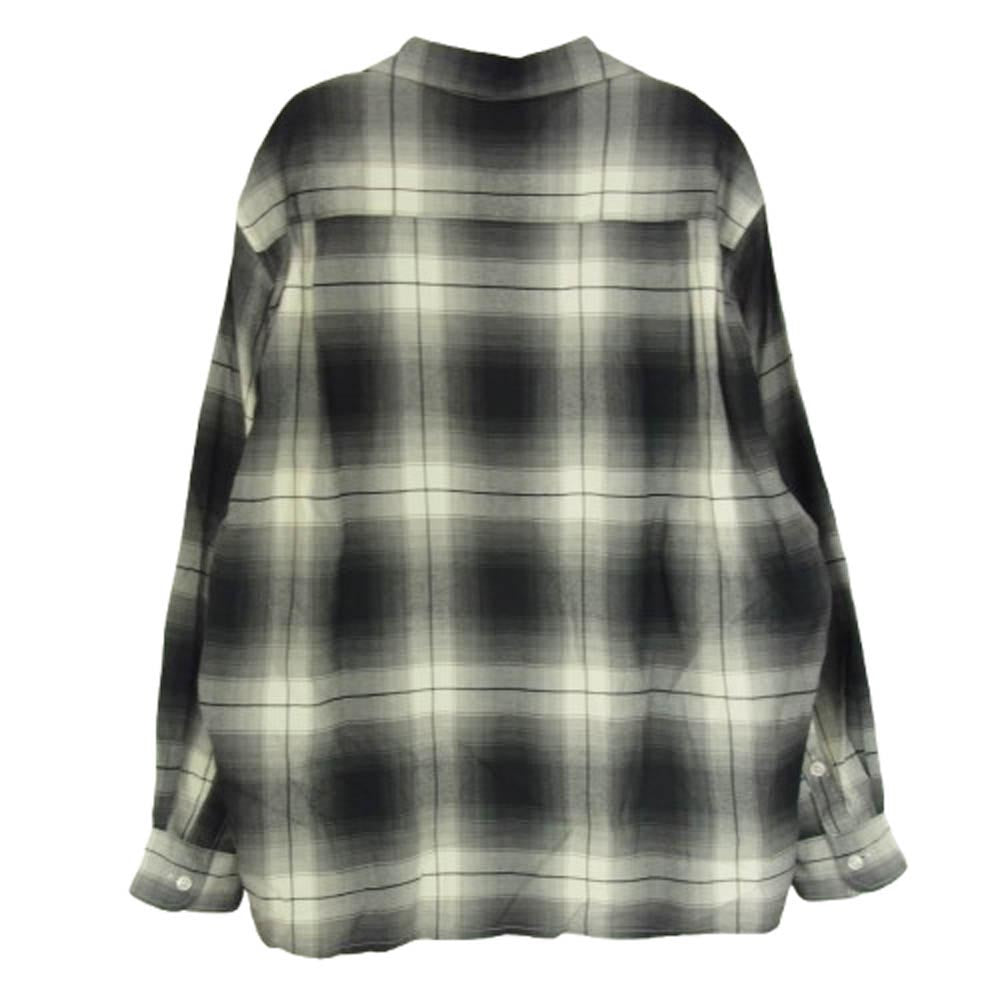 WACKO MARIA ワコマリア 23AW 23FW-WMS-OC01 OMBRE CHECK OPEN COLLAR SHIRT L/S TYPE-1 オンブレチェック レーヨン オープンカラー 長袖シャツ ブラック系 M【中古】