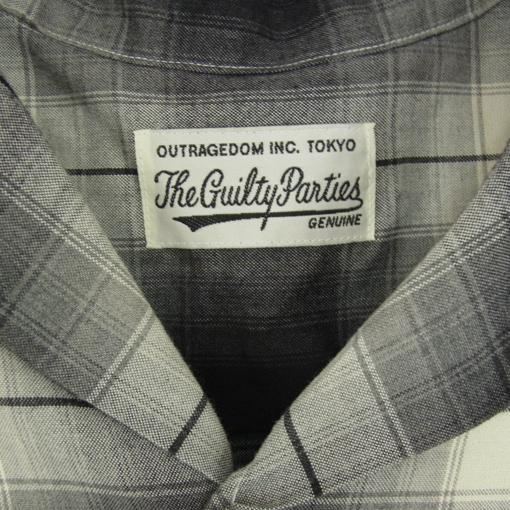 WACKO MARIA ワコマリア 23AW 23FW-WMS-OC01 OMBRE CHECK OPEN COLLAR SHIRT L/S TYPE-1 オンブレチェック レーヨン オープンカラー 長袖シャツ ブラック系 M【中古】