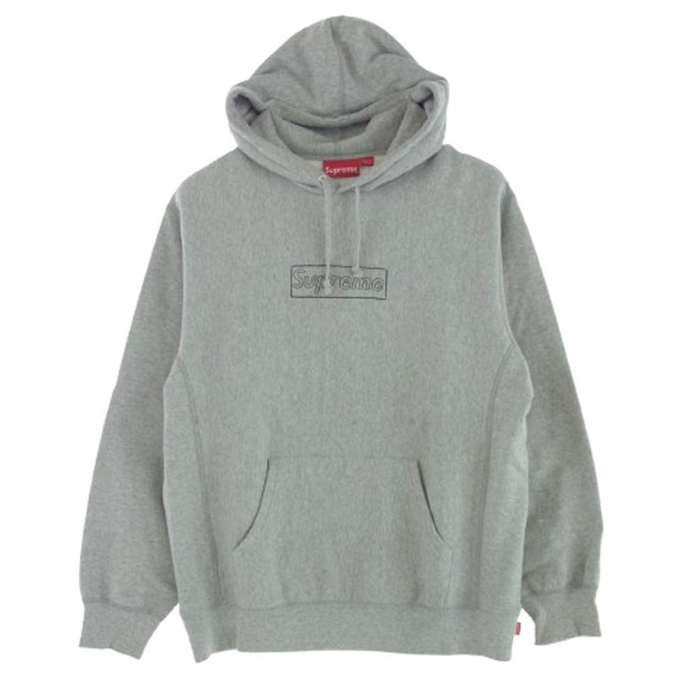 Supreme シュプリーム 21SS KAWS Chalk Logo Hooded Sweatshirt チョーク ボックス ロゴ プリント フーディ パーカー スウェット グレー系 M【中古】