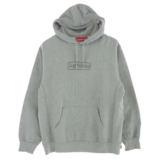 Supreme シュプリーム 21SS KAWS Chalk Logo Hooded Sweatshirt チョーク ボックス ロゴ プリント フーディ パーカー スウェット グレー系 M【中古】