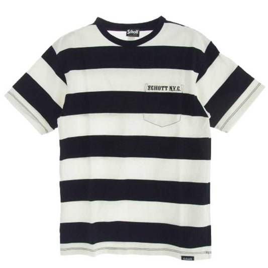 schott ショット BORDER TEE ボーダー ポケット Tシャツ ホワイト系 ブラック系 S【中古】