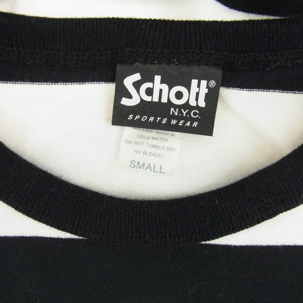 schott ショット BORDER TEE ボーダー ポケット Tシャツ ホワイト系 ブラック系 S【中古】