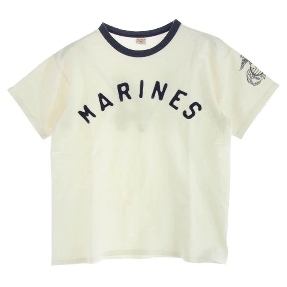 The REAL McCOY'S ザリアルマッコイズ MARINES  フロッキープリント トリム  Tシャツ オフホワイト系 S【中古】