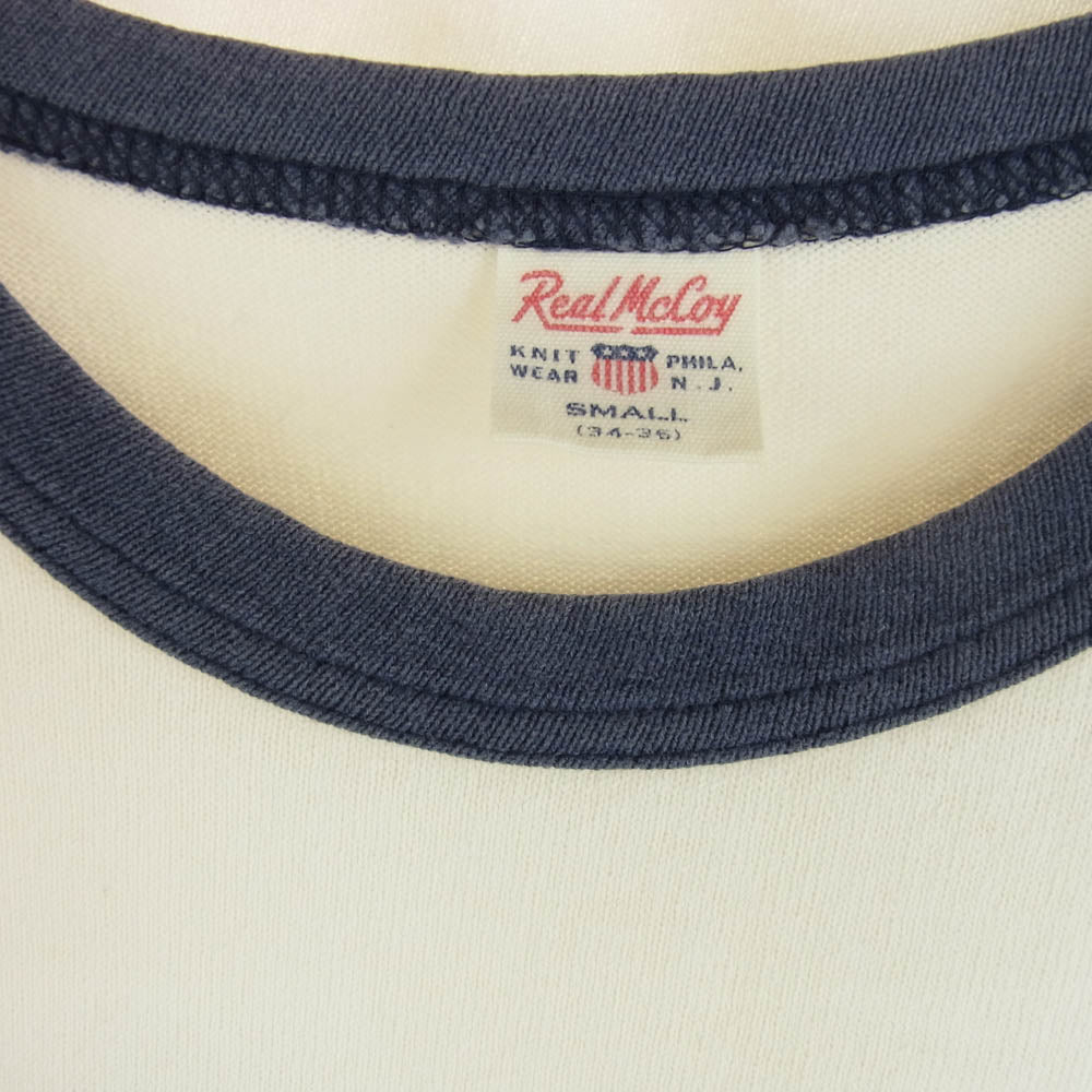 The REAL McCOY'S ザリアルマッコイズ MARINES  フロッキープリント トリム  Tシャツ オフホワイト系 S【中古】