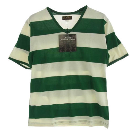 JELADO ジェラード JAGT-009 Jackass Club Tee ジャッカス クラブ ボーダー Vネック Tシャツ オフホワイト系 グリーン系 36【極上美品】【中古】