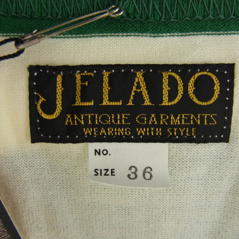 JELADO ジェラード JAGT-009 Jackass Club Tee ジャッカス クラブ ボーダー Vネック Tシャツ オフホワイト系 グリーン系 36【極上美品】【中古】